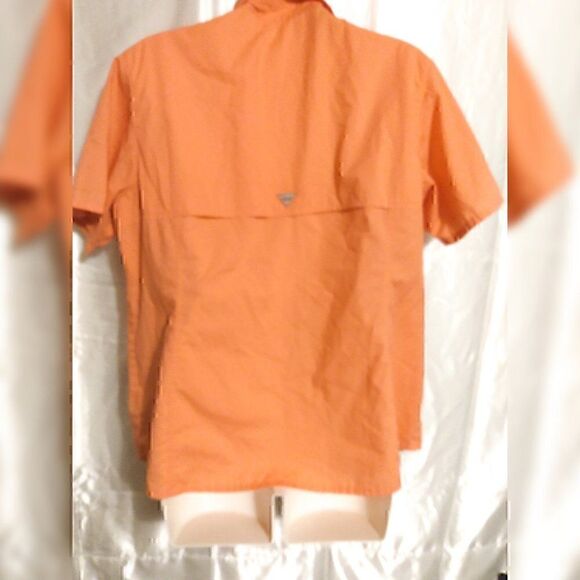 Columbia Button Down Short Sleeve Collar  Zipper Pocket Orange  Shirt L - Picture 2 of 12